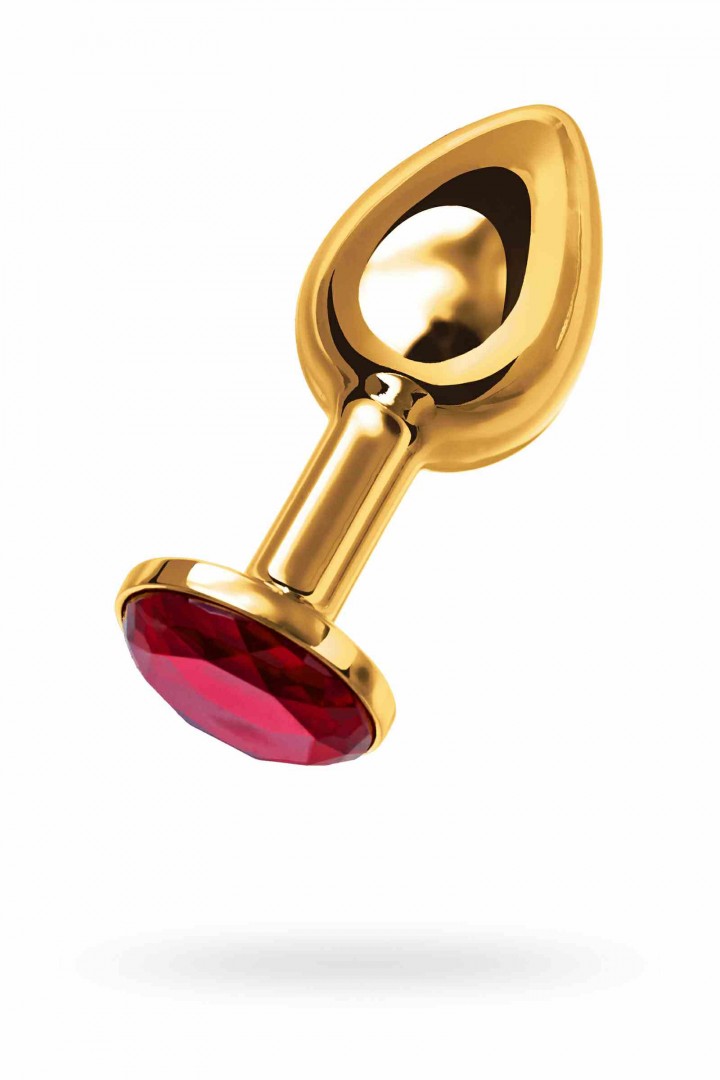 Анальная втулка TOYFA Metal маленькая золотая с рубиновым кристаллом