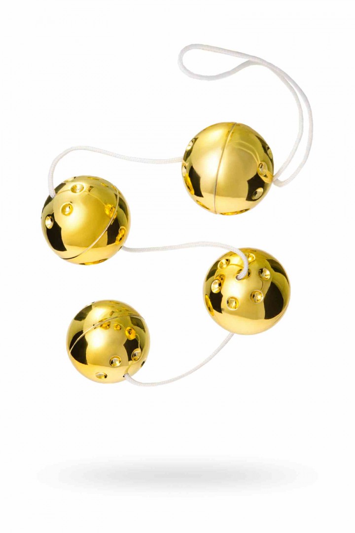 Вагинальные шарики Dream Toys со смещенным центром тяжести ABS пластик золотые 4 шт. 35 см