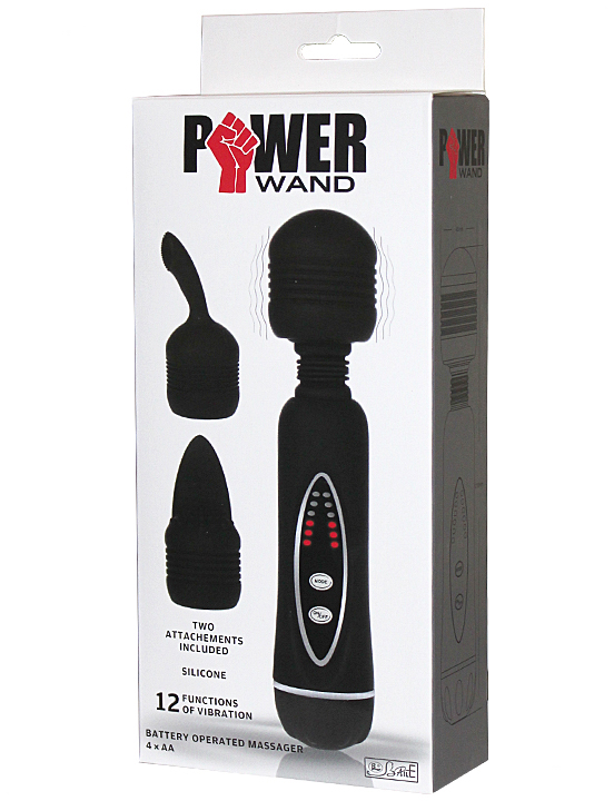 Вибратор Power Wand c дополнительными насадками, 12 видов вибрации, 45x200 мм